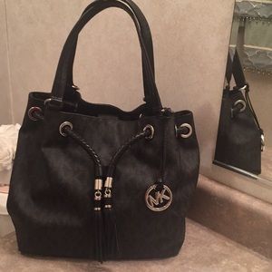 Michael Kors Logo Black Bucket Bag